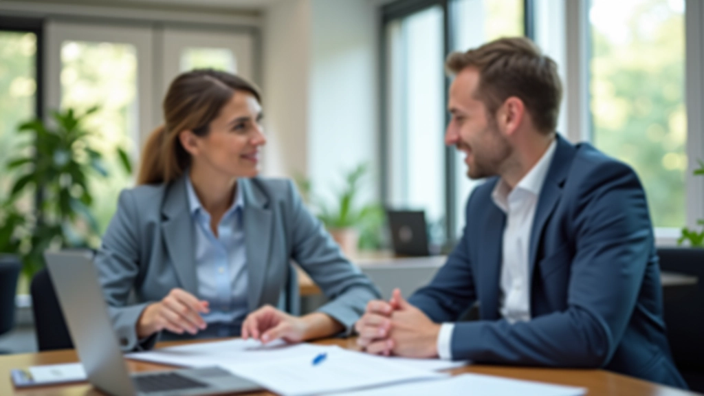 Berater bespricht Altersvorsorge-Strategie mit Arbeitgeber